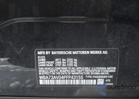 2023 BMW 430I Gran Coupe xDrive from USA, damaged, VIN WBA73AV04PFP43155